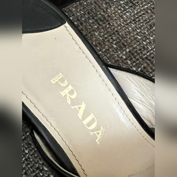 Prada Crosscross Wedge Sandals, Slide, Patent Black Nero, Size 37 - Picture 5 of 10